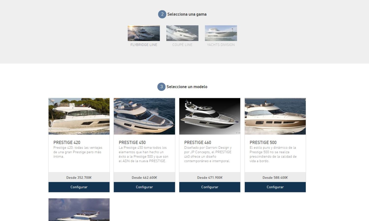 NUEVO CONFIGURADOR PARA EMBARCACIONES PRESTIGE