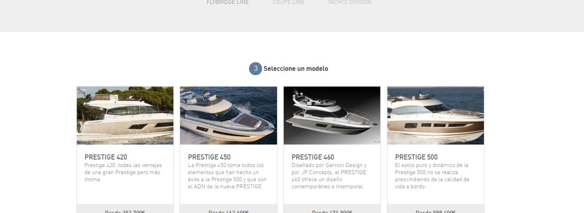 NUEVO CONFIGURADOR PARA EMBARCACIONES PRESTIGE