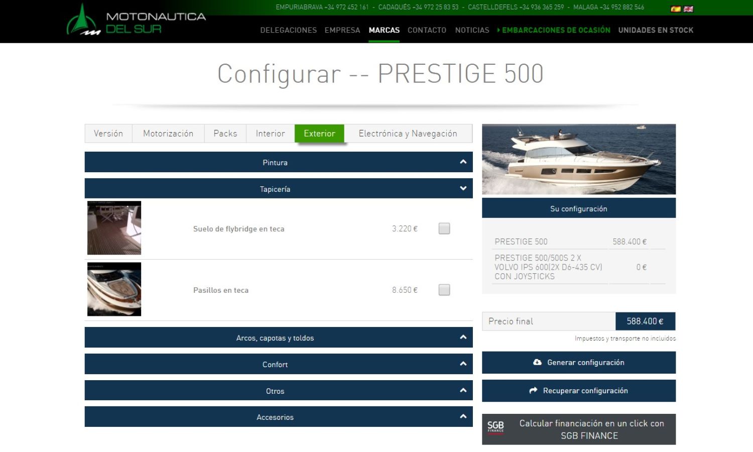 NUEVO CONFIGURADOR PARA EMBARCACIONES PRESTIGE