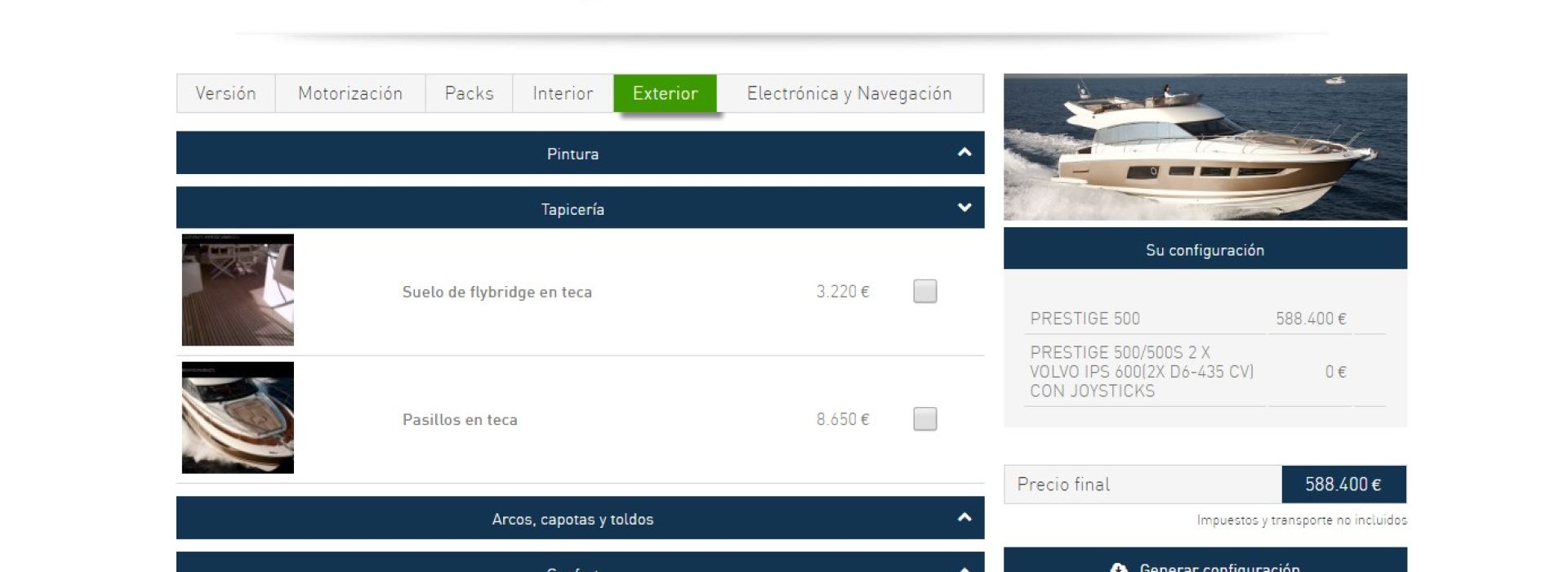NUEVO CONFIGURADOR PARA EMBARCACIONES PRESTIGE